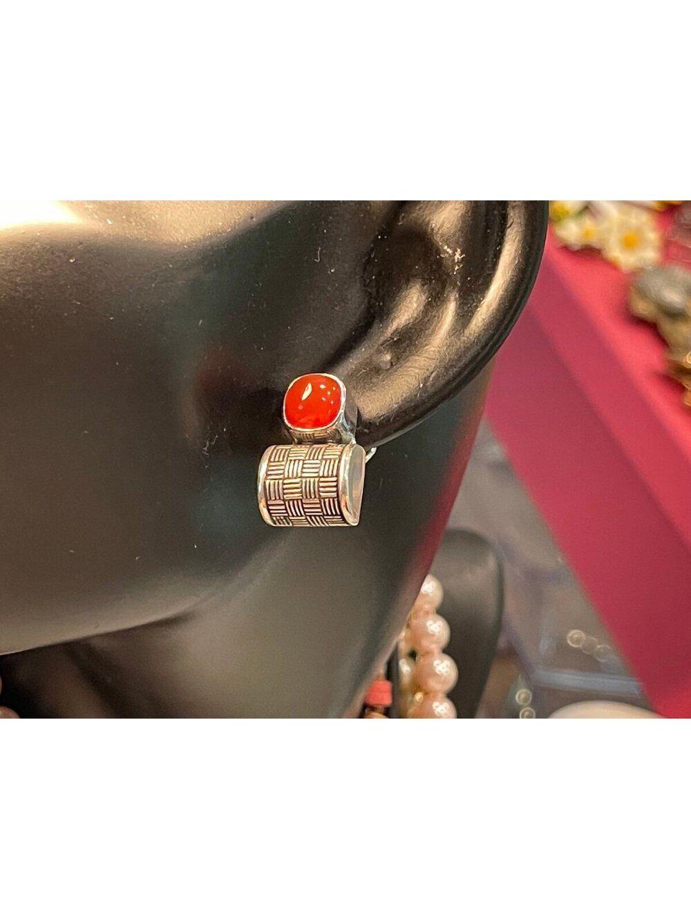 Deborah Armstrong Sterling Silver & Carnelian Earrings